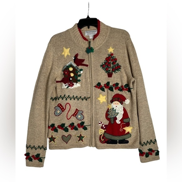 Tiara International Women’s Christmas Collection Size L Mock Neck Full Zip - Picture 1 of 9
